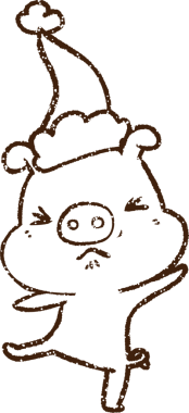 Bir insan tarafından çizilen neşeli domuz kömürü.