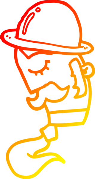 Bir insan tarafından çizilmiş şapkalı bir çizgi film karakteri.