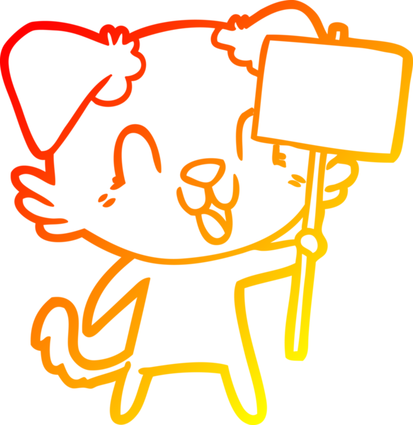 Bir insan tarafından çizilmiş işaretli, gülen çizgi film köpeğinin sıcak çizgi çizimi