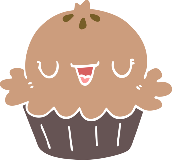 Bir insan tarafından çizilmiş şirin düz renkli çizgi film pastası.