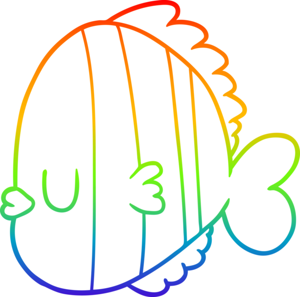 Bir insan tarafından çizilmiş egzotik bir balığın gökkuşağı gradyan çizimi