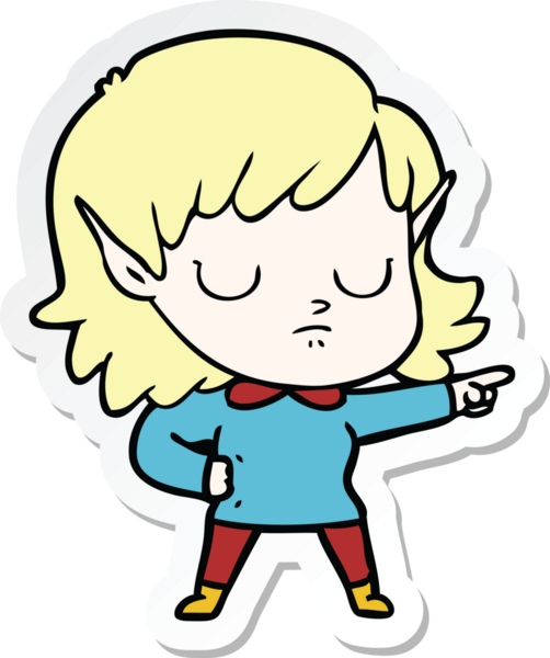 Bir insan tarafından çizilmiş bir elf kızının çıkartması.