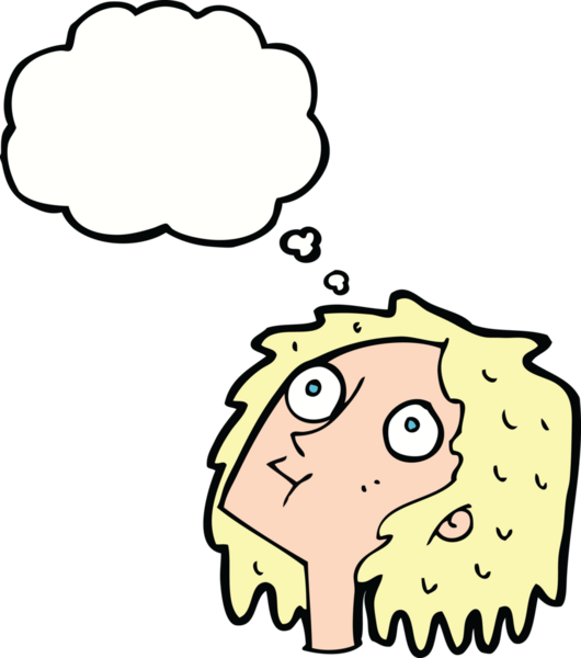 Bir insan tarafından çizilmiş düşünce baloncuğu olan bir karikatür.