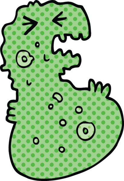 Bir insan tarafından çizilmiş çizgi roman tarzı bir mikrop.