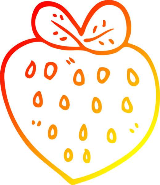 Bir insan tarafından çizilen çilek karikatürünün sıcak gradyan çizimi