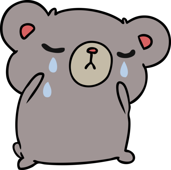 Bir insan tarafından çizilmiş ağlayan şirin bir ayının serbest çizimi.