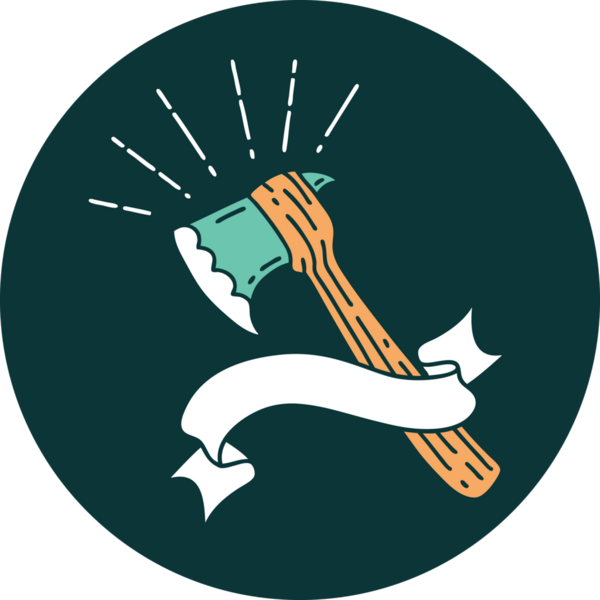 Bir insan tarafından çizilmiş dövme stili balta ikonu