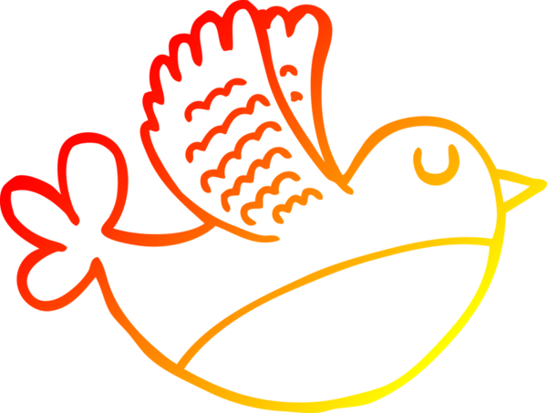 Bir insan tarafından çizilen uçan kuşun sıcak çizgi çizimi