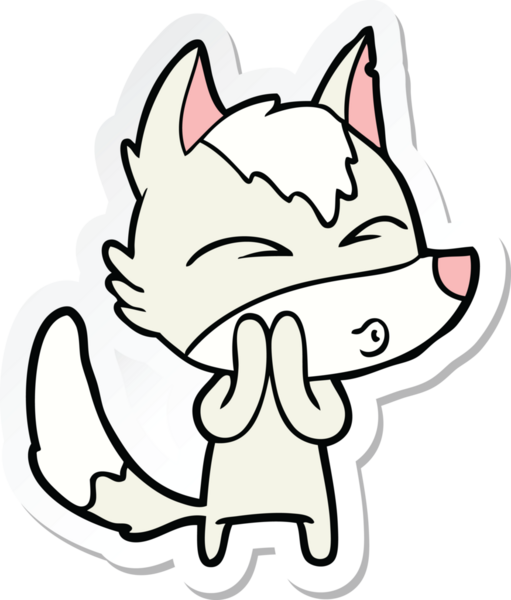 Bir insan tarafından çizilmiş bir kurt çizgi filminin etiketi.