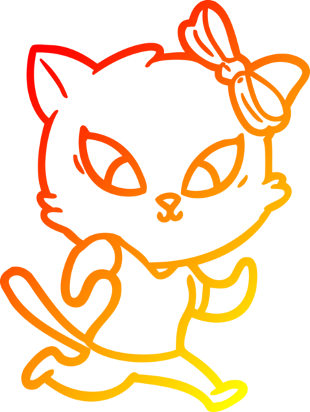 Bir insan tarafından çizilmiş çizgi film kedisinin sıcak çizgi çizimi