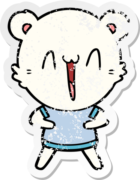 Bir insan tarafından çizilmiş mutlu bir kutup ayısı karikatürü.