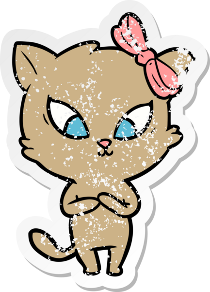 Bir insan tarafından çizilmiş karikatür bir kedinin sıkıntılı çıkartması.