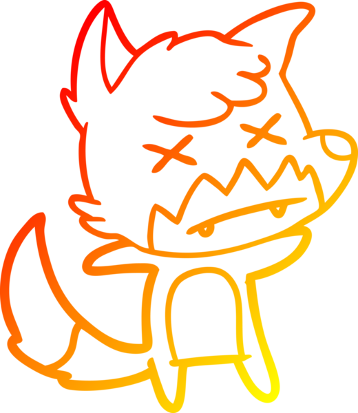 Bir insan tarafından çizilen ölü tilkinin sıcak çizgi çizimi