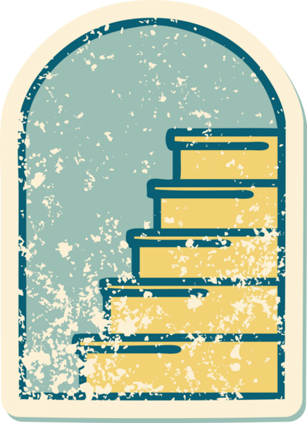 Bir insan tarafından çizilen adımlara açılan kapının sembolik dövmeli görüntüsü