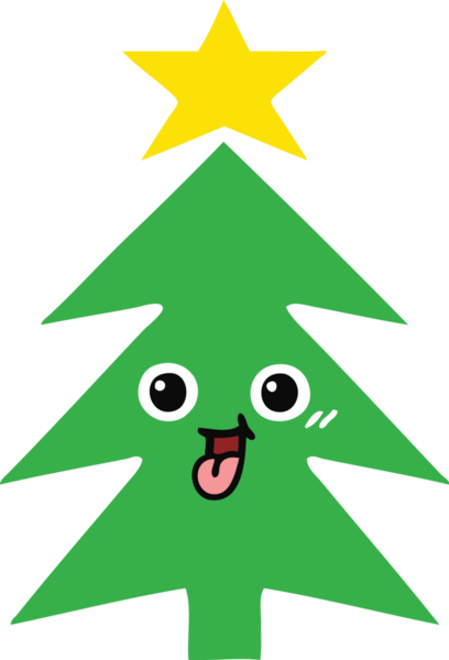 Bir insan tarafından çizilmiş bir noel ağacının düz renkli retro karikatürü