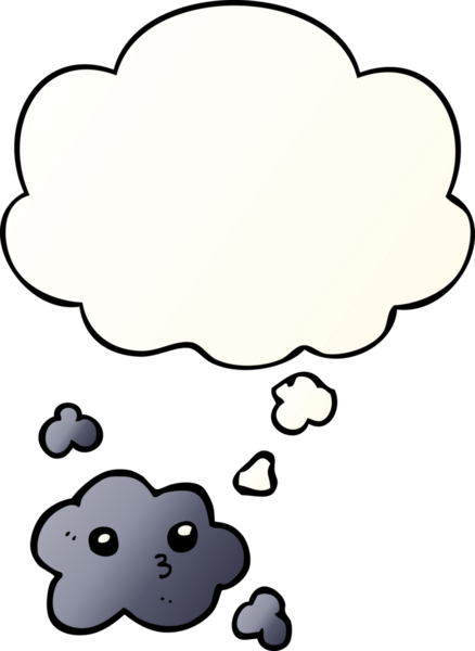 Düşünce baloncuğu olan sevimli çizgi film bulutu bir insan tarafından çizilmiş.