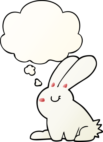 Düşünce baloncuklu çizgi film tavşanı bir insan tarafından çizilmiş.