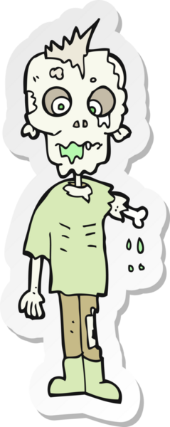 Bir insan tarafından çizilmiş zombi çizgi filminin çıkartması.