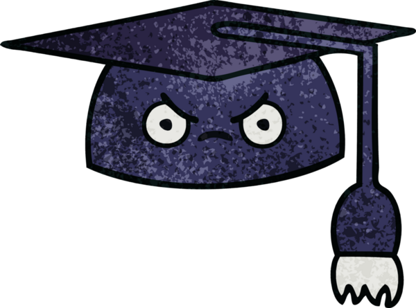 Mezuniyet şapkasının retro grunge deseni bir insan tarafından çizilmiş.
