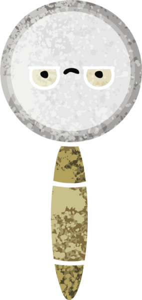 Bir insan tarafından çizilmiş bir büyüteçin retro çizim tarzı karikatürü