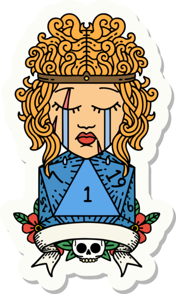 Bir insan tarafından çizilmiş doğal bir rulo ile ağlayan bir insan barbarının çıkartması.