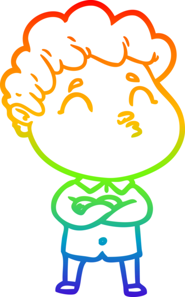 Gökkuşağı gradyan çizgi çizimi bir insan tarafından çizilen bir çizgi film adamı