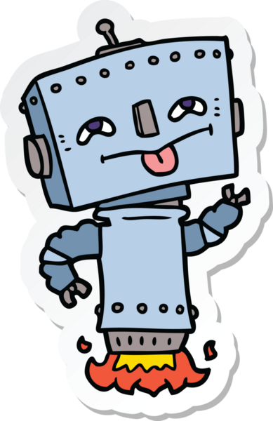 Bir insan tarafından çizilmiş robot karikatür çıkartması.