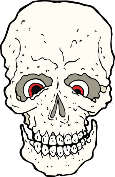 Bir insan tarafından çizilmiş ürkütücü bir kafatası.