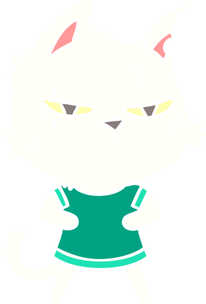 sert düz renkli çizgi film kedisi bir insan tarafından çizilmiş.