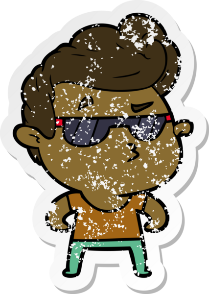 Bir insan tarafından çizilmiş havalı bir adamın sıkıntılı çıkartması.