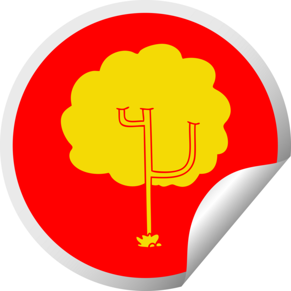 Bir insan tarafından çizilmiş dairesel soyulmuş tuhaf çizgi film ağacı.