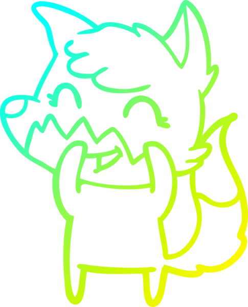 Bir insan tarafından çizilmiş mutlu bir tilkinin soğuk çizgi çizimi.