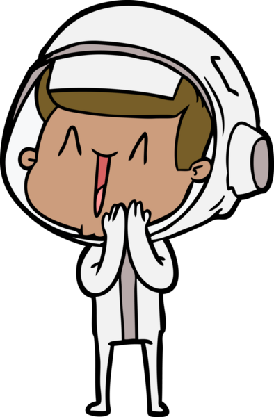 Bir insan tarafından çizilmiş mutlu astronot çizgi filmi.