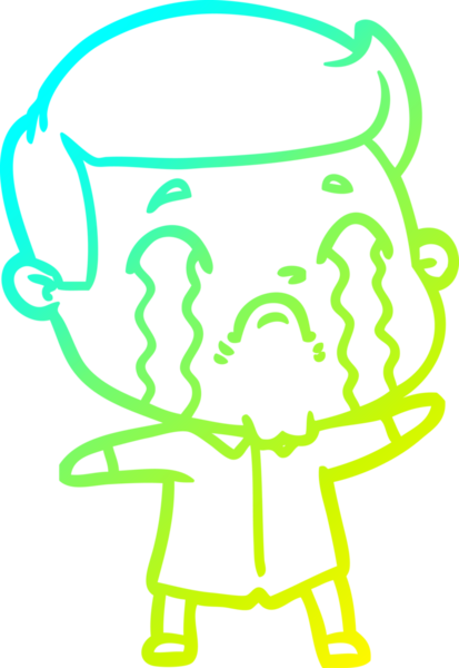 Bir insan tarafından çizilmiş ağlayan bir çizgi film karakteri çizimi.