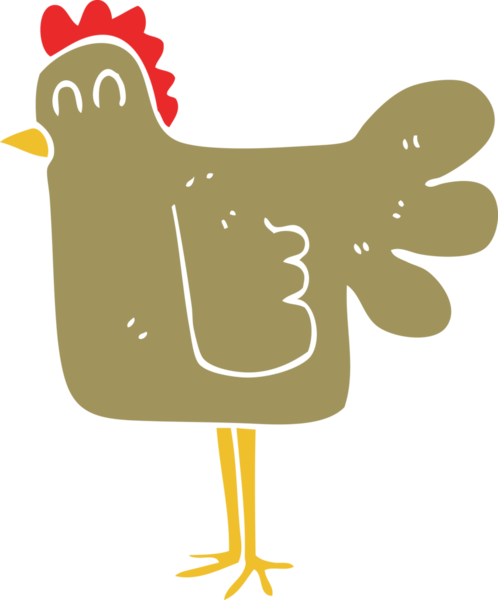 Bir insan tarafından çizilmiş tavuğun düz renk çizimi