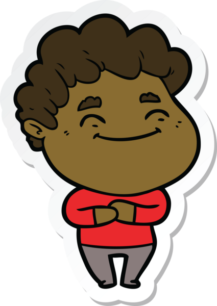 Bir insan tarafından çizilmiş, karikatür dostu bir adamın çıkartması.