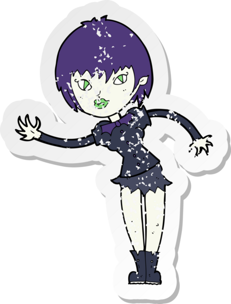 Bir insan tarafından çizilen vampir kız çizgi filminin gerilimli yapıştırması.