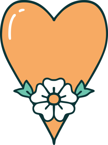 Bir insan tarafından çizilmiş kalp ve çiçeğin ikonik dövme şekli