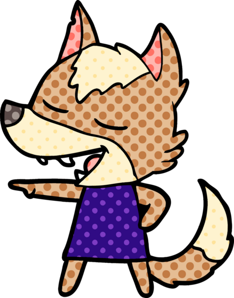 Bir insan tarafından çizilmiş gülen bir kurt.