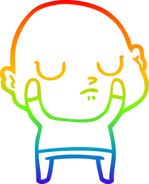 Gökkuşağı gradyan çizgisi bir insan tarafından çizilmiş kel bir adamın çizimi