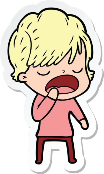 Bir insan tarafından çizilmiş bir karikatür kadının çıkartması.