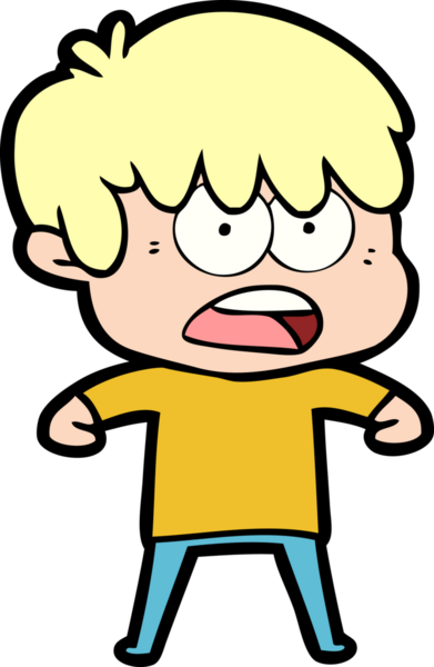 Bir insan tarafından çizilmiş endişeli çizgi film çocuğu.