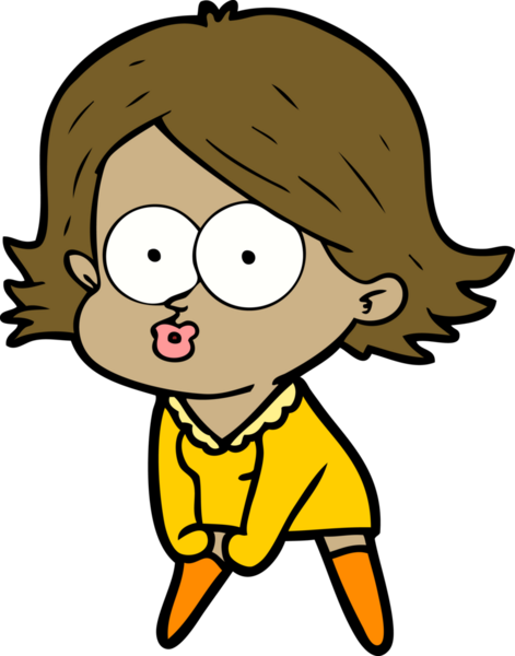 Çizgi film kızı somurtuyor bir insan tarafından