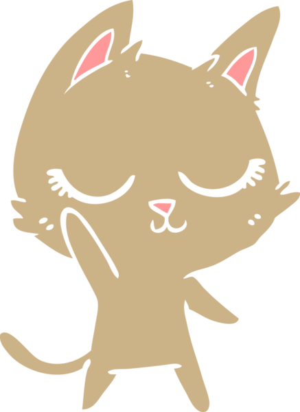 Bir insan tarafından çizilmiş düz renkli çizgi film kedisi