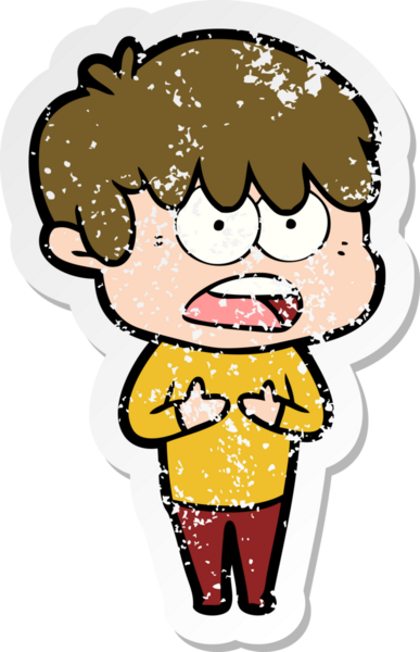 Bir insan tarafından çizilmiş endişeli bir çizgi film çocuğunun sıkıntılı çıkartması.