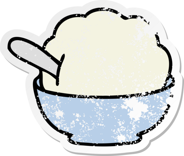 Bir insan tarafından çizilmiş garip bir el dondurma kasesinin sıkıntılı çıkartması.