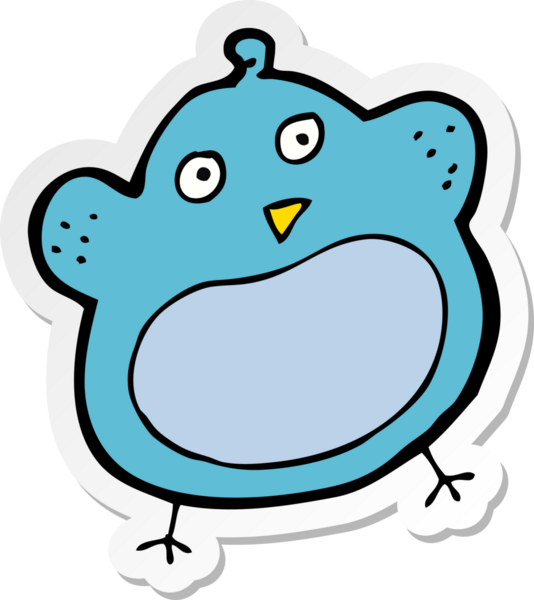 Bir insan tarafından çizilmiş şişman bir kuşun çıkartması.