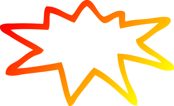 Bir insan tarafından çizilmiş bir çizgi film patlama sembolünün sıcak gradyan çizimi