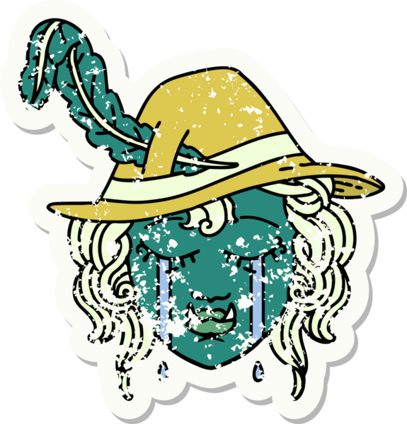 Retro Dövme Biçimi Ağlayan Ork Ozan karakteri Bir insan tarafından çizilmiş