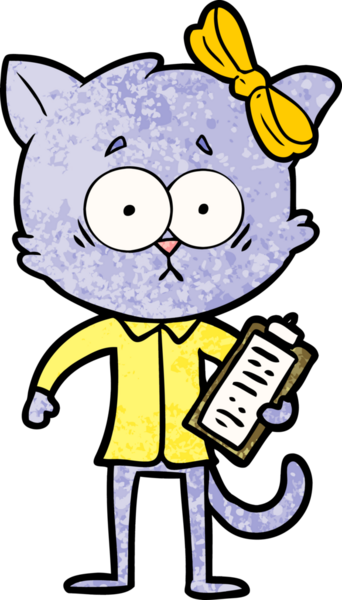 Bir insan tarafından çizilmiş çizgi film kedisi.